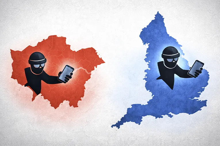 image showing phone theft in London vs the rest of the UK